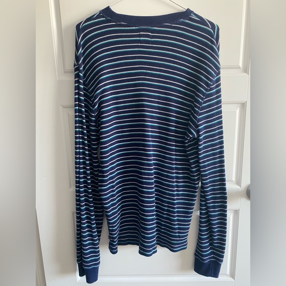 Levi's Men's Striped Long Sleeve Shirt - Navy and White